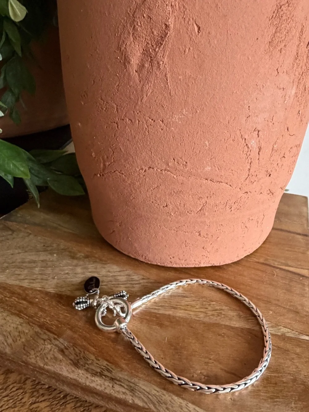 Da Vinci Silver Tone Braided Bracelet for Sliding Charms or Wear Alone Sized